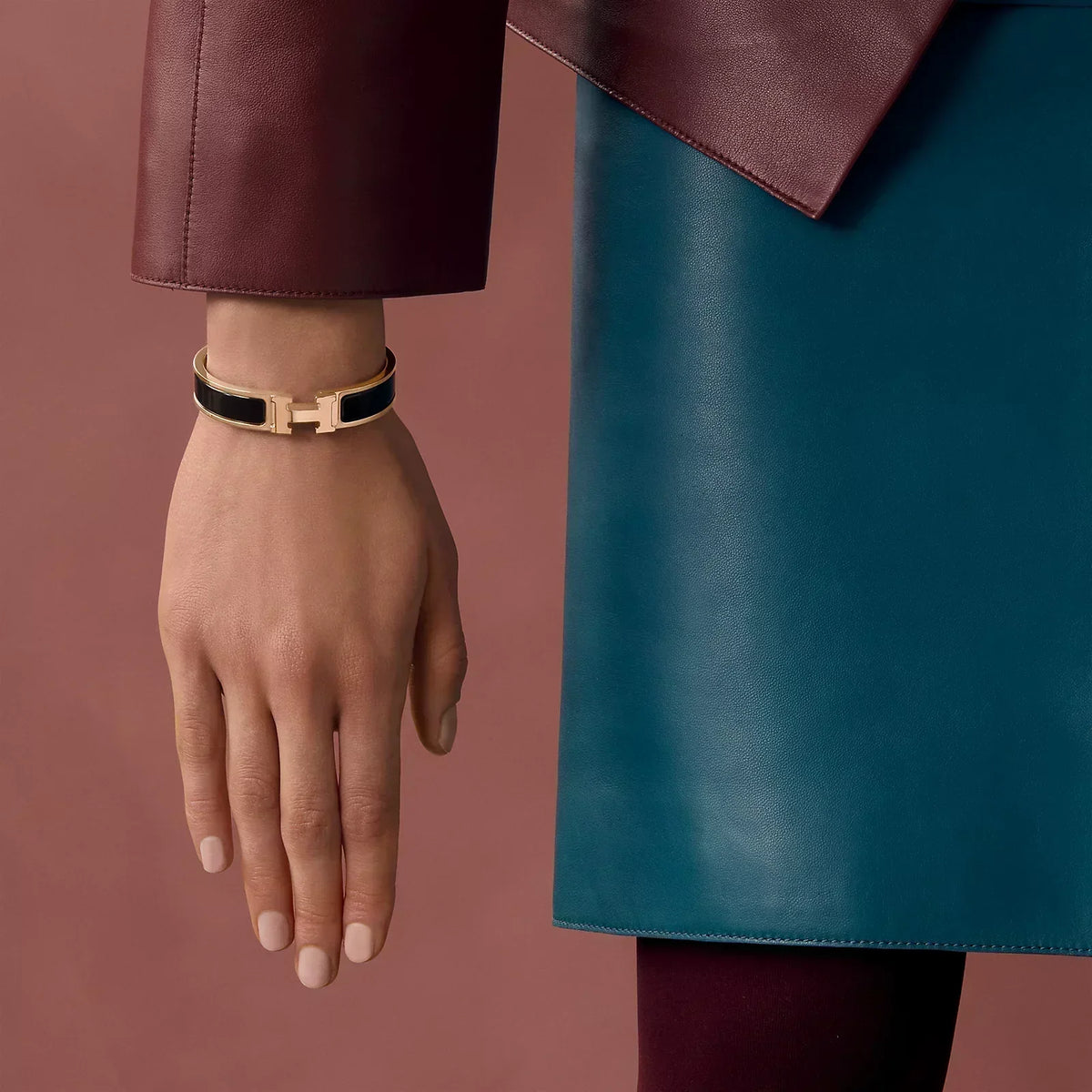 Hermès - Clic H Bracelet Black Rose Gold