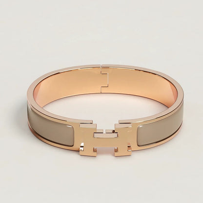 Hermès - Bracelet Clic H Marron Glacé Or Rose