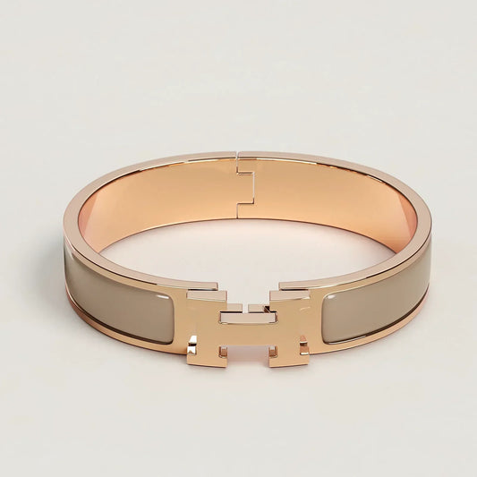 Hermès - Bracelet Clic H Marron Glacé Or Rose