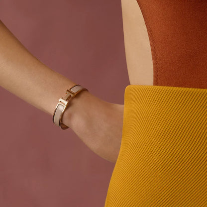 Hermès - Bracelet Clic H Marron Glacé Or Rose