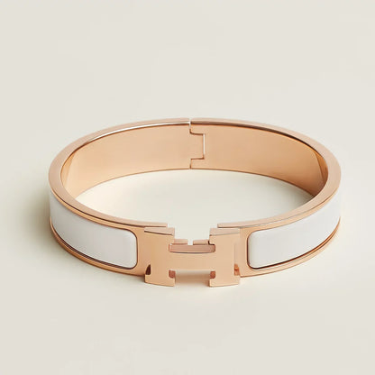 Hermès - Bracelet Clic H Blanc Or Rose