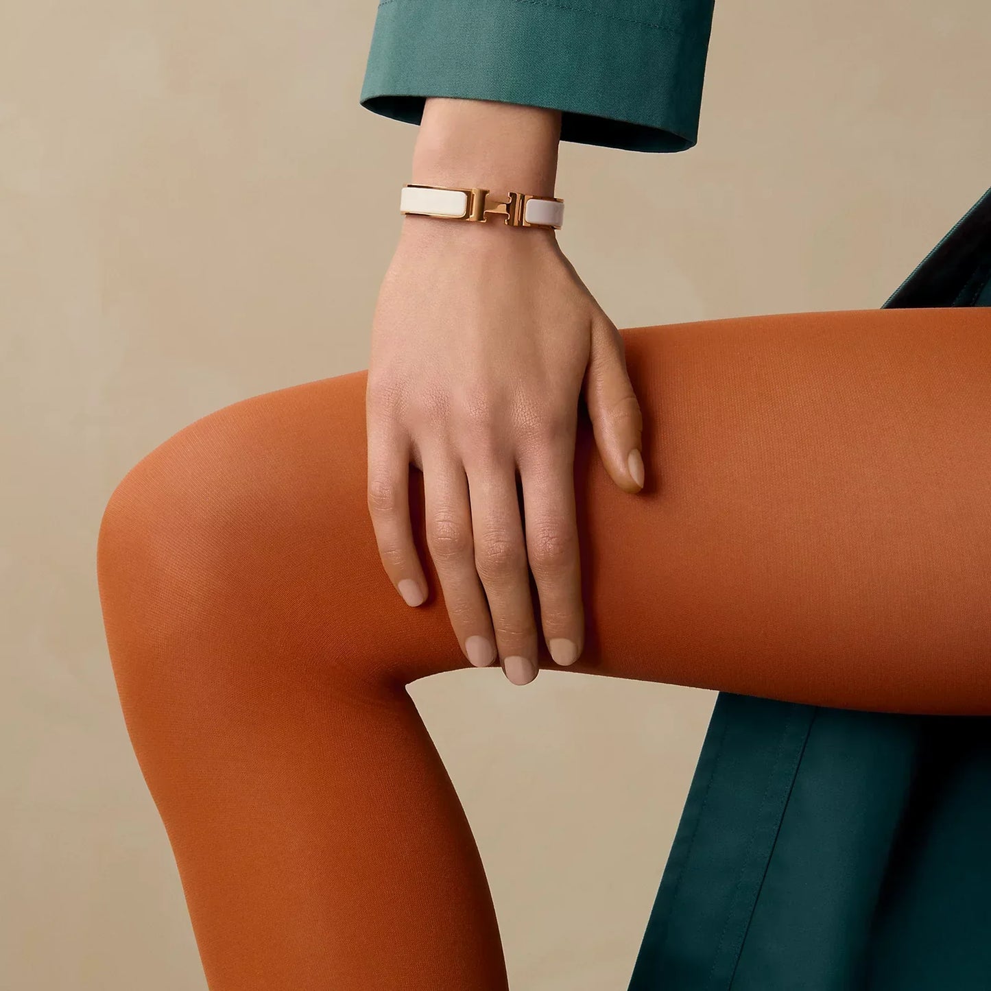 Hermès - Bracelet Clic H Blanc Or Rose