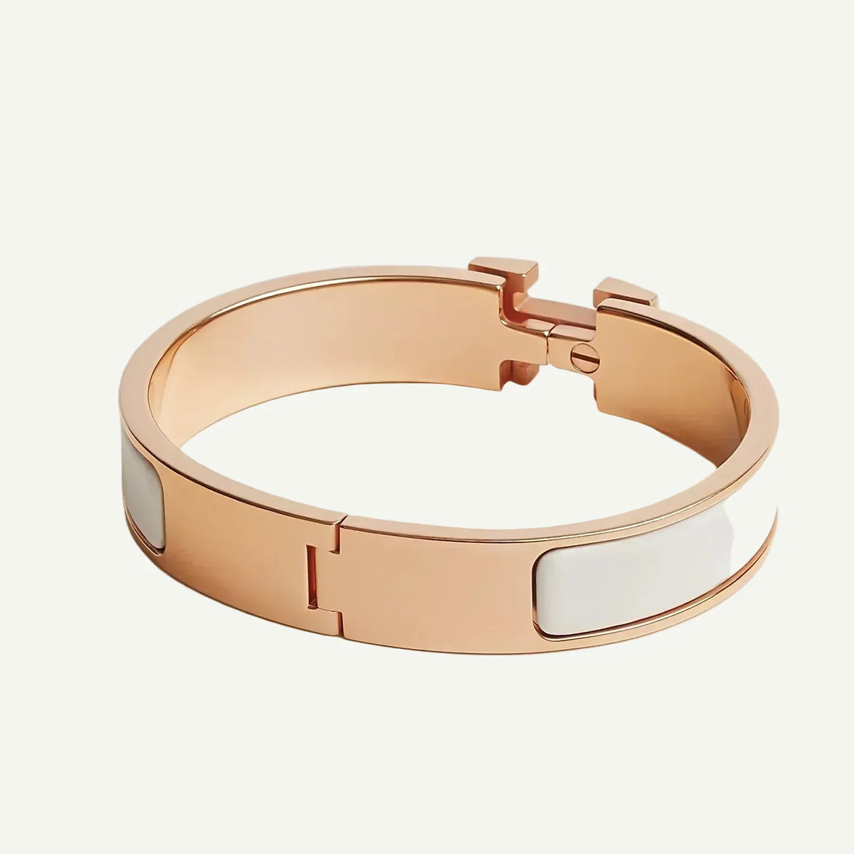 Hermès - Clic H Bracelet White Rose Gold