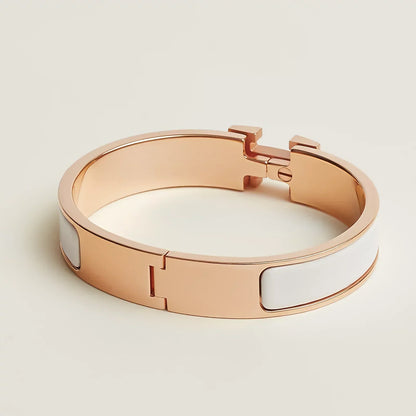 Hermès - Bracelet Clic H Blanc Or Rose