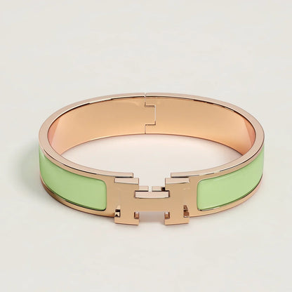 Hermès - Bracelet Clic H Vert Amande Or Rose