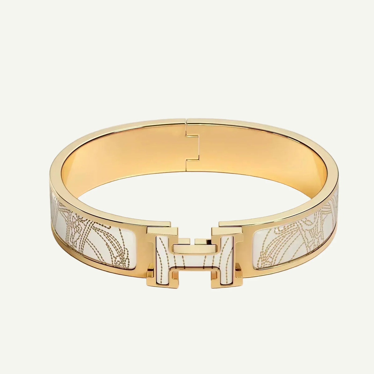 Hermès - Clic H Bracelet Brides de Gala White Quilted Appliqué