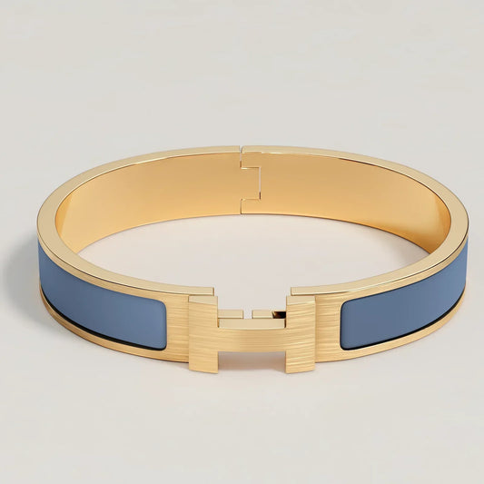 Hermès - Bracelet Clic HH Or Bleu Turquin Mat