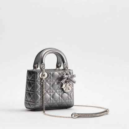 Dior Sac Lady Argentée Mini à chaîne