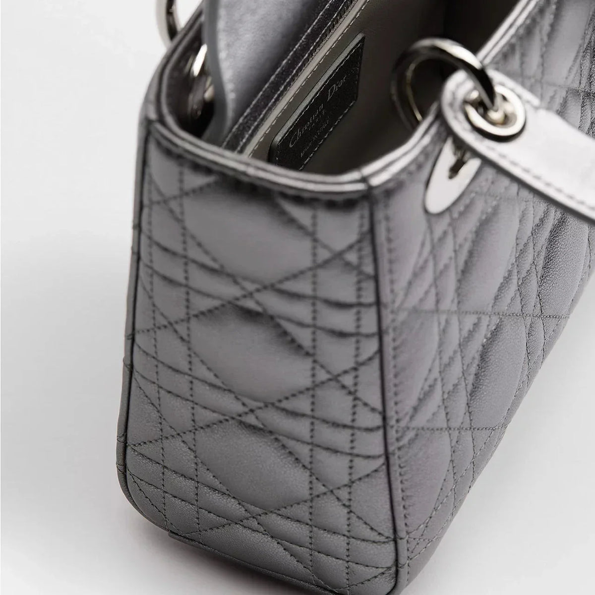 Dior Sac Lady Argentée Mini à chaîne