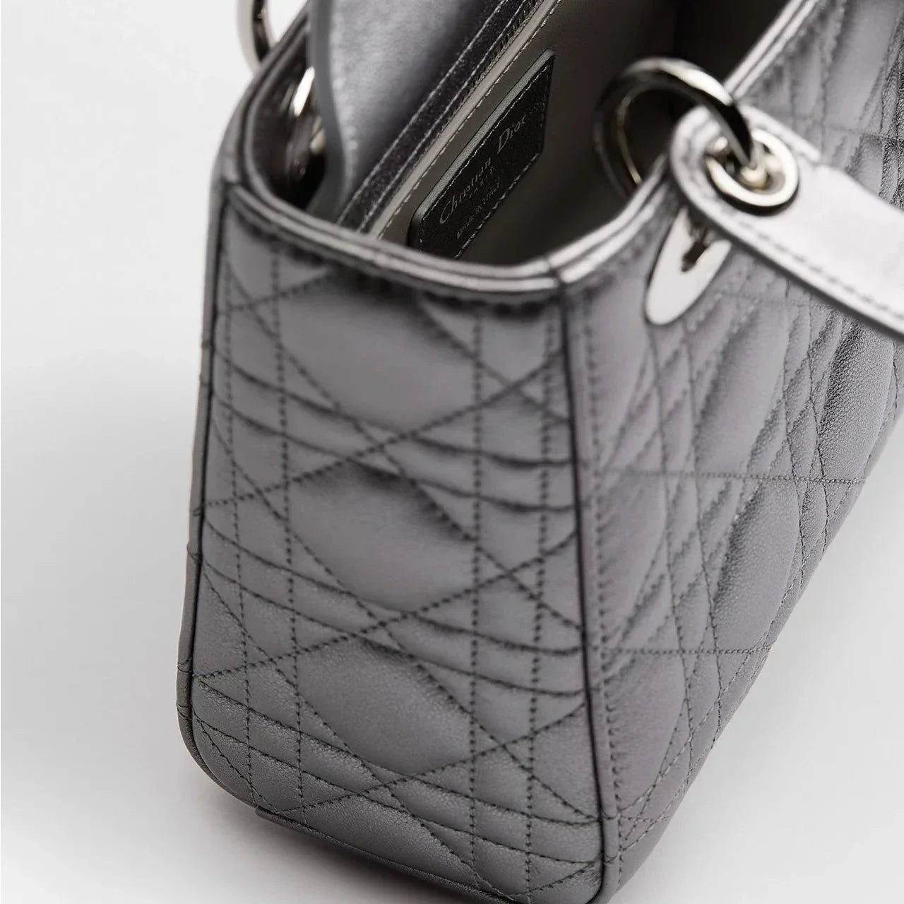 Dior Sac Lady Argentée Mini à chaîne