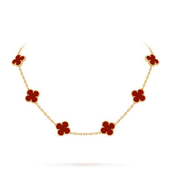 Van Cleef Collier Vintage Alhambra 10 motifs Or Jaune Cornaline