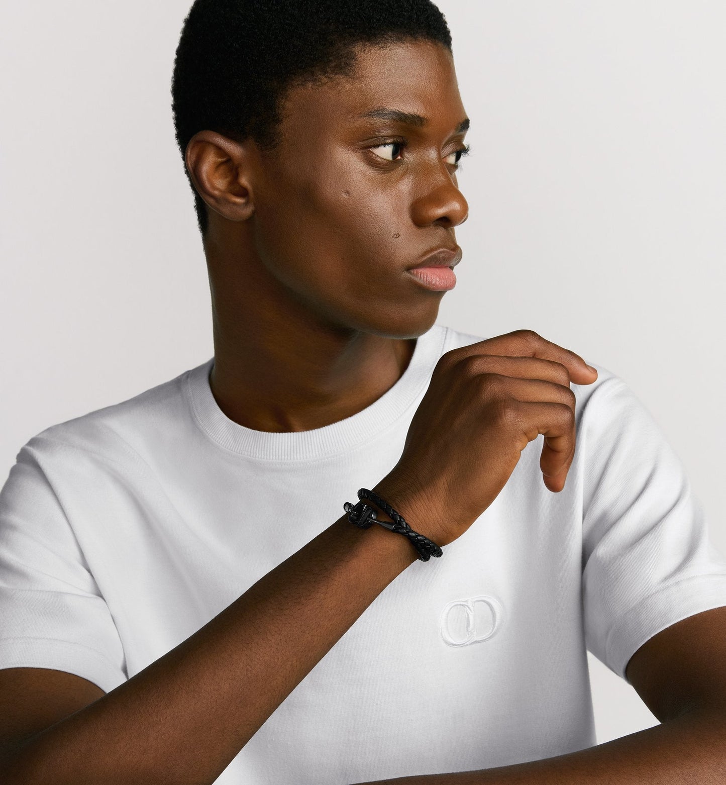 Dior - Bracelet double tour cuir CD noir