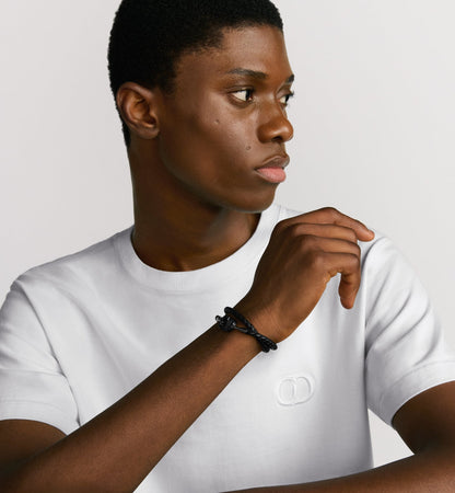 Dior - Bracelet double tour cuir CD noir