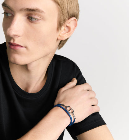 Dior - Bracelet double tour cuir CD marine