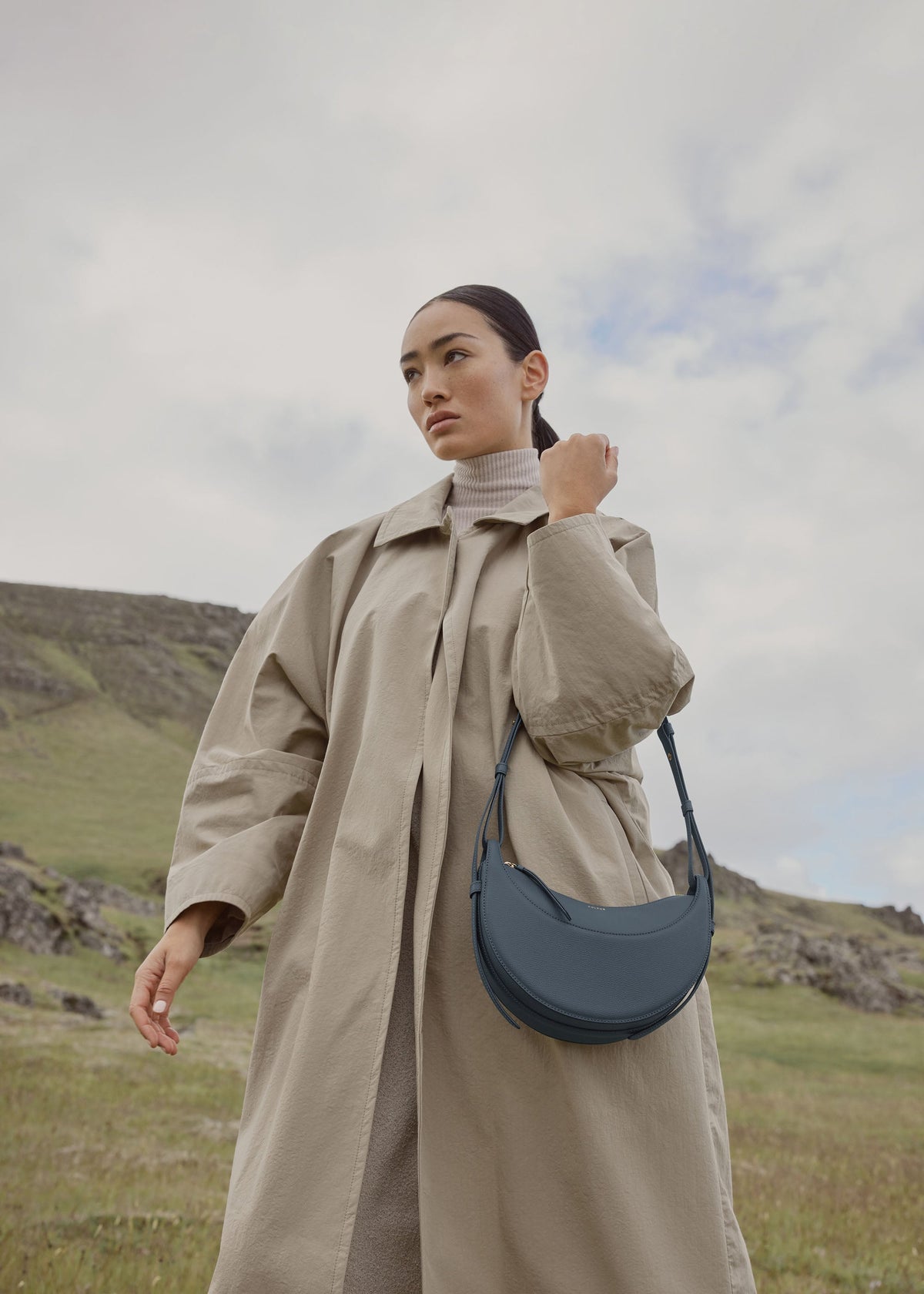 Polène Sac Numéro Dix Bleu Minuit Grainé