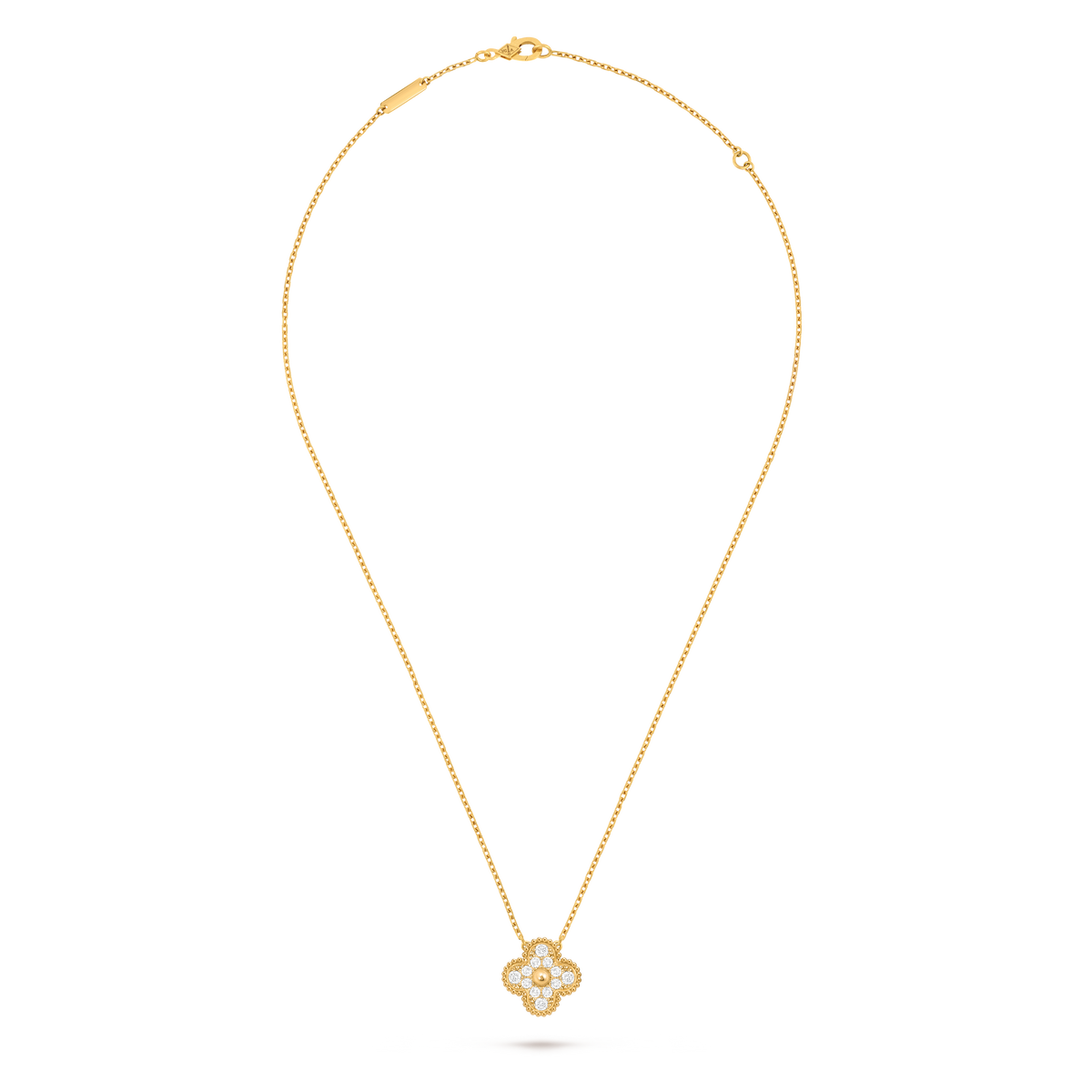 Van Cleef Collier Vintage Alhambra Or Jaune Pavé Diamants