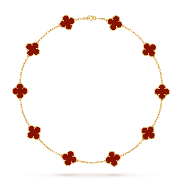 Van Cleef Collier Vintage Alhambra 10 motifs Or Jaune Cornaline