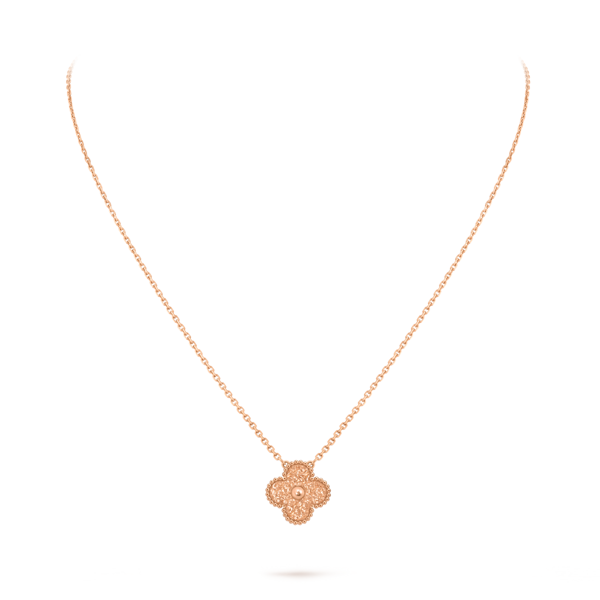 Van Cleef Collier Vintage Alhambra Or Rose Guilloché