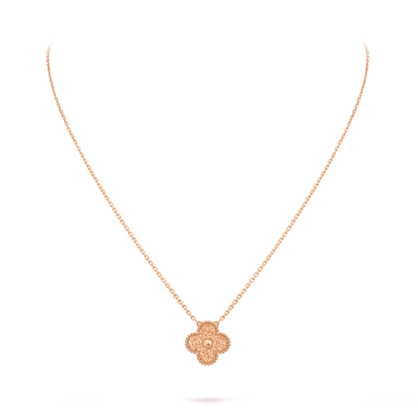 Van Cleef Collier Vintage Alhambra Or Rose Guilloché
