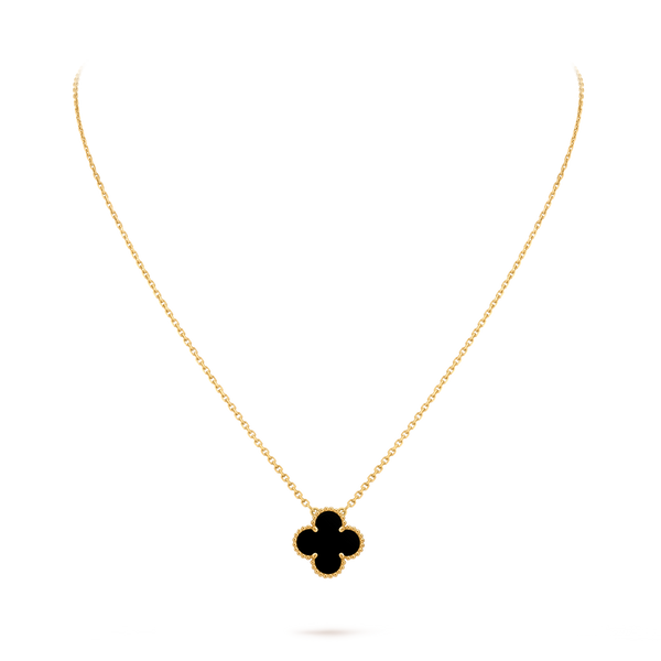 Van Cleef Collier Vintage Alhambra Or Jaune Onyx