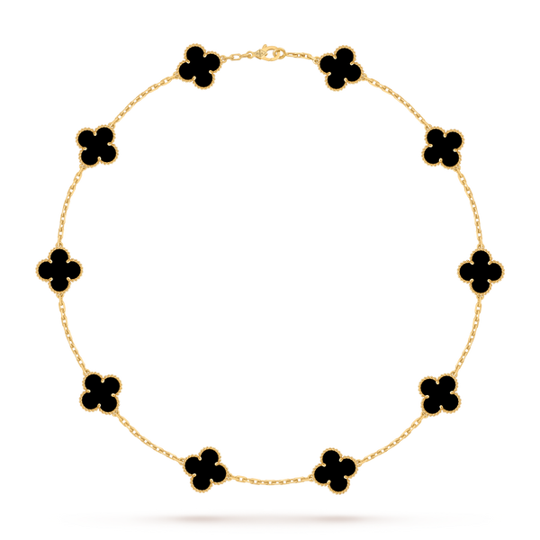 Van Cleef Collier Vintage Alhambra 10 motifs Or Jaune Onyx