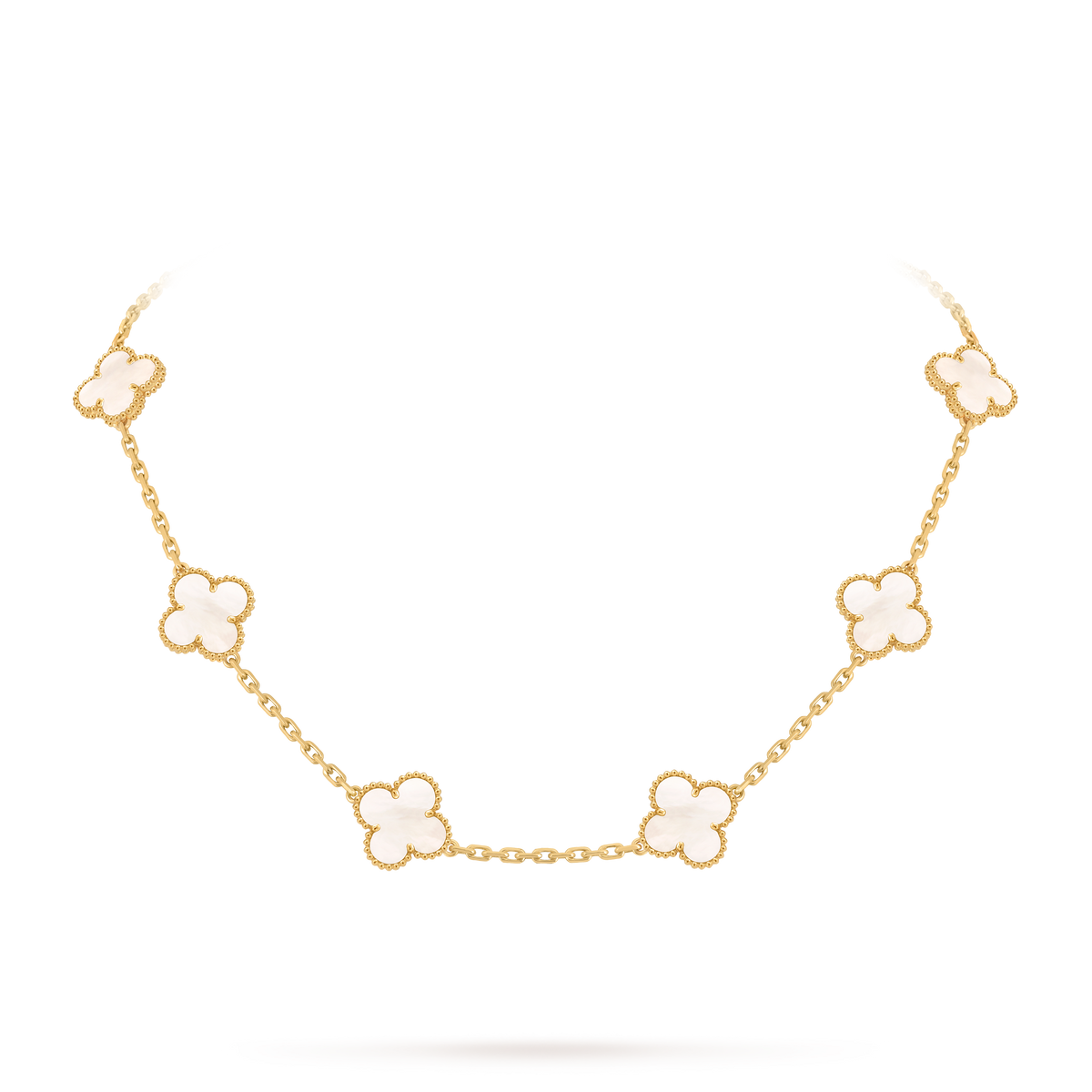 Van Cleef Collier Vintage Alhambra 10 motifs Or Jaune Nacre Rose