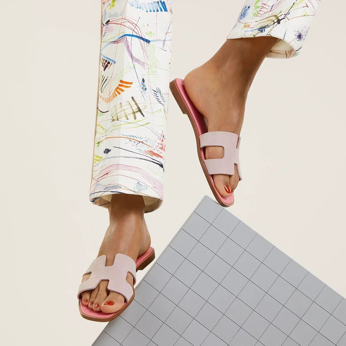 Hermes Sandales Porcelaine rose