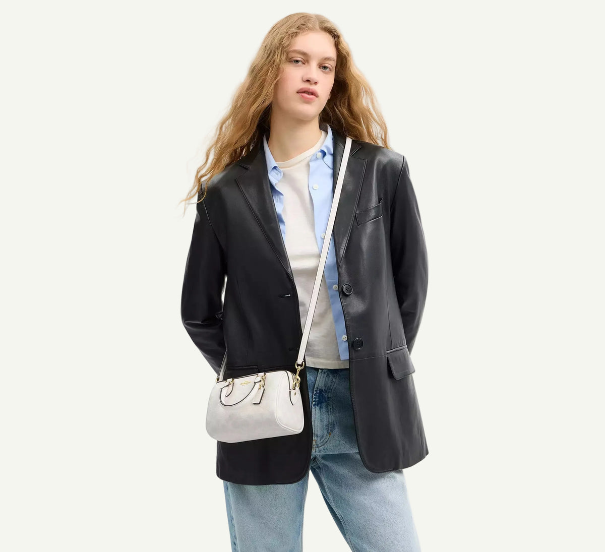 Coach Mini sac Bandoulière Rowan Blanc Toile
