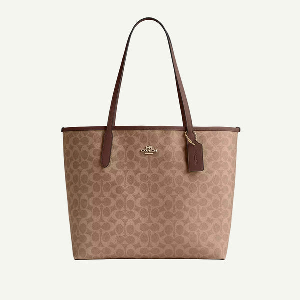 Coach Sac Cabas City Marron Toile