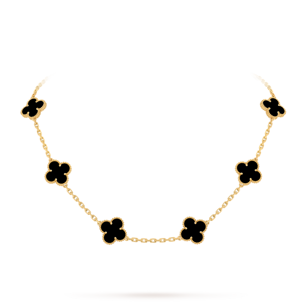 Van Cleef Collier Vintage Alhambra 10 motifs Or Jaune Onyx